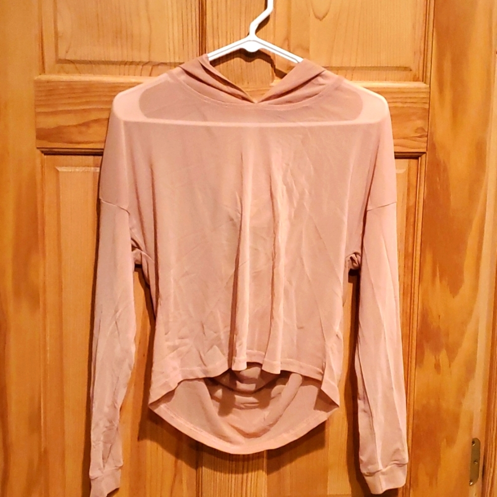 Sheer athleisure hooded top